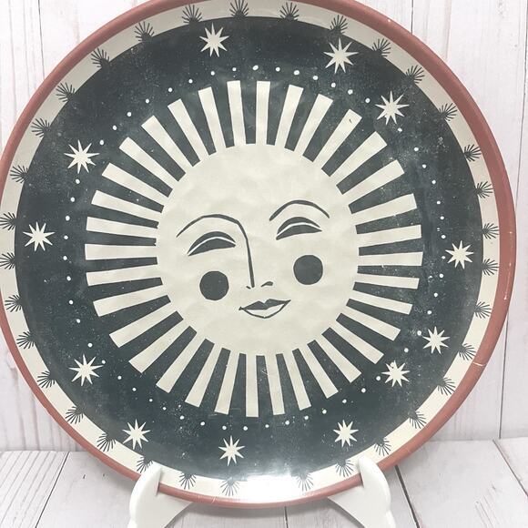 Vintage Boho Celestial Sun Face Plates Retro Cosmic Starburst Dinnerware 2pc Set - Picture 2 of 7